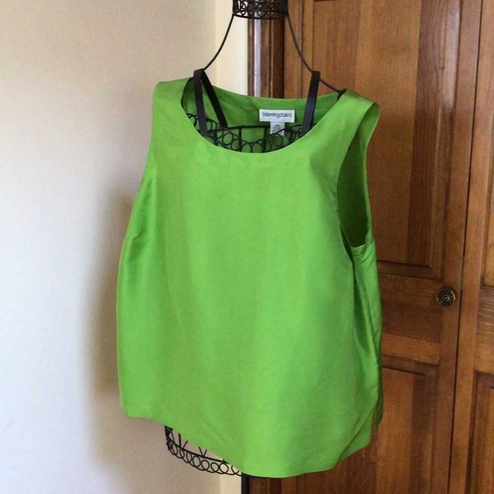 Bloomingdales green silk top, 16